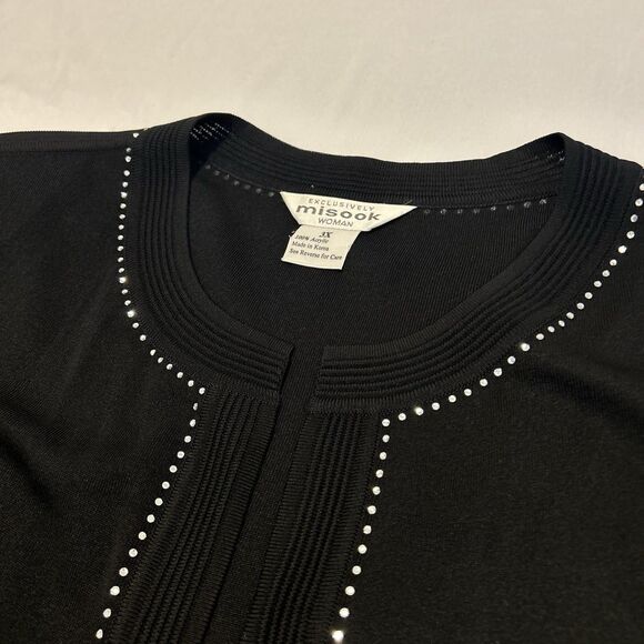 Exclusively Misook Black Cardigan Jeweled Formal Clasp Acrylic Solid - Size 3X - Picture 2 of 11